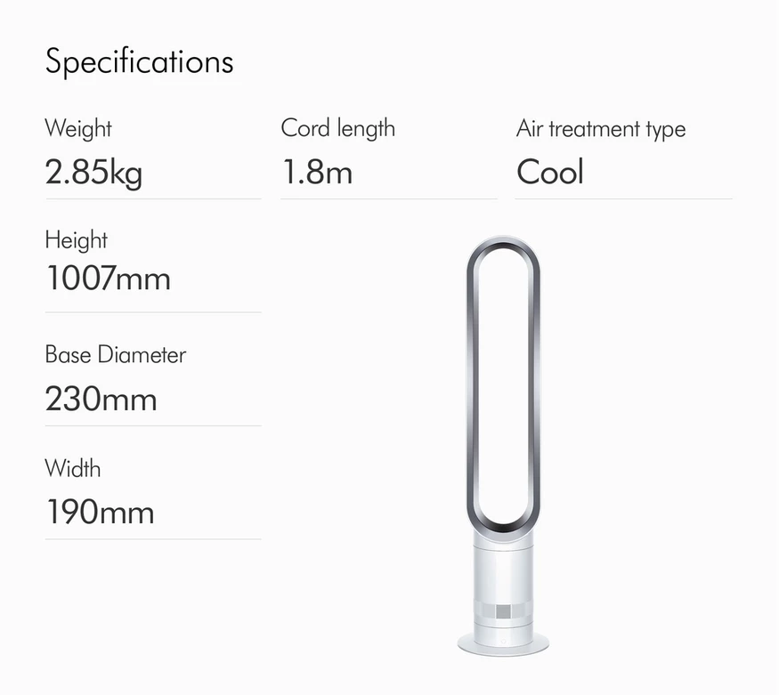 【Limited-Time Offer】Dyson Cool™ Tower Fan AM07 (White/Silver)