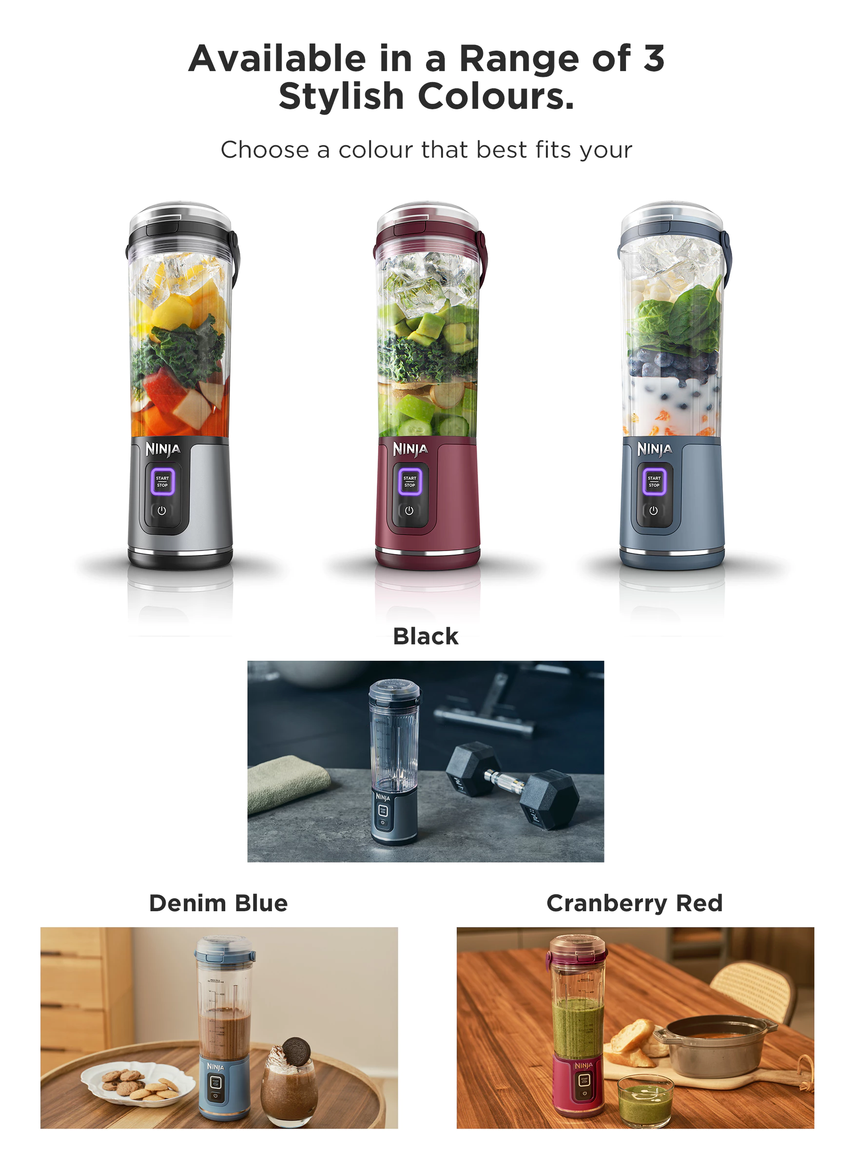 Ninja Blast Portable blender, 530 - milliliter capacity, USB - C charging cable, capable of crushing ice, lightweight and portable, BPA - free，Ninja BC151SM