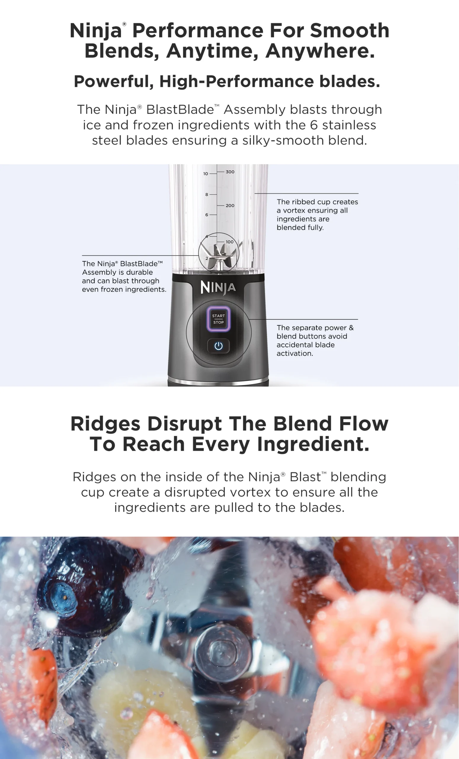 Ninja Blast Portable blender, 530 - milliliter capacity, USB - C charging cable, capable of crushing ice, lightweight and portable, BPA - free，Ninja BC151SM