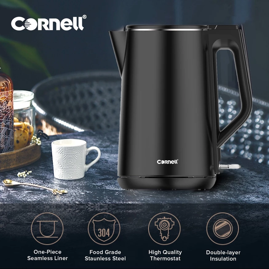 Cornell 1.5L Cool Touch Double Wall Cordless Kettle with full inner Stainless Steel CJKE150SSB