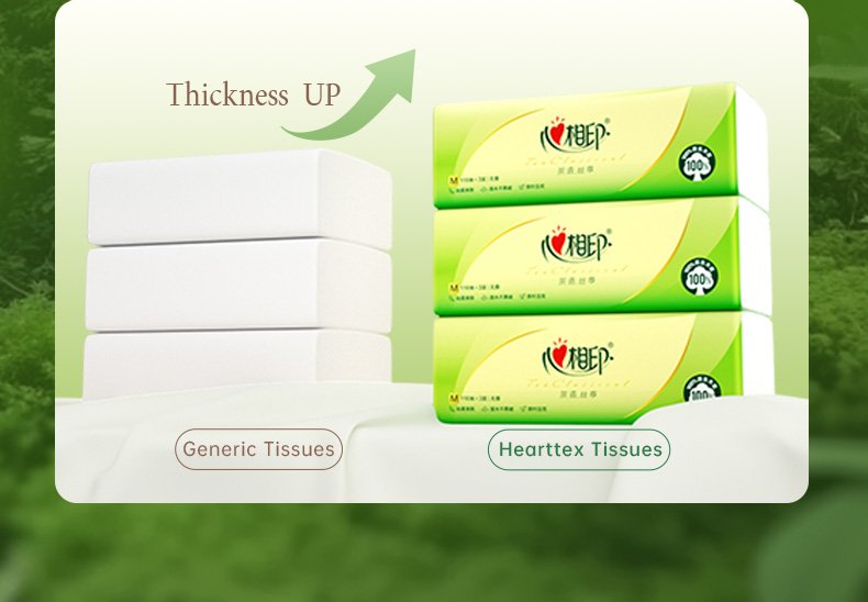 One - case Hearttex Soft Facial Tissues, 3 - ply, 110 Sheets per Pack, 20 Packs