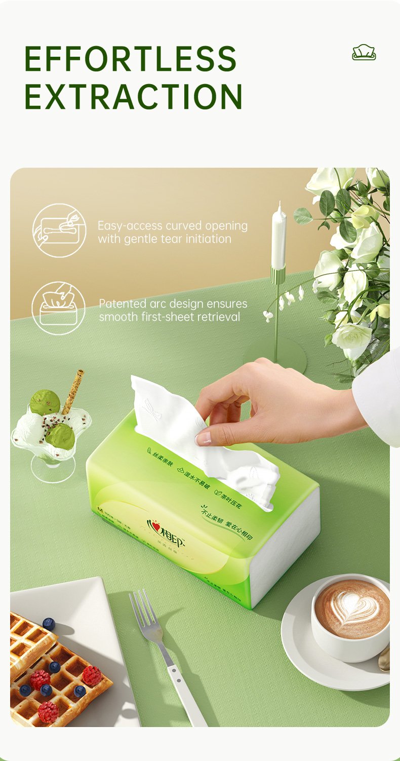 One - case Hearttex Soft Facial Tissues, 3 - ply, 110 Sheets per Pack, 20 Packs