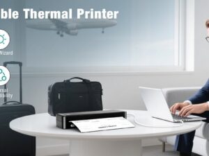 Portable Printer Wireless for Travel. Inkless Thermal Printer Supports 8.5 x 11 Inch Thermal Paper. Bluetooth Compatible with iOS. Android. Laptop Includes 2 Rolls & 10 Sheets of Paper Kit