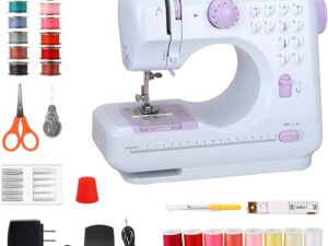 Mini Sewing Machine for Beginners. Portable Electric Sewing Machine with Dual Speed. 12 Built-in Stitches. Foot Pedal. and Accessories Kit for Home DIY Projects & Gift