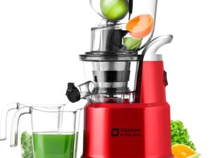 Cold Press Juicer Machines. Kitchen in the Box Slow Masticating Juicers Machine.3.26inch Large Wide Feed Chute Fit Whole Fruits & Vegetables.BPA Free.Easy to Clean (Bright Red)