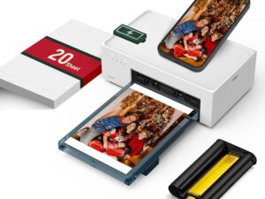 Liene White M200 4x6'' Photo Printer Battery Edition. Wireless Photo Printer for iPhone Android. Dye Sublimation Printing Full-Color Photo 20-Sheet. Portable Picture Printer Ideal for Travel Home Use
