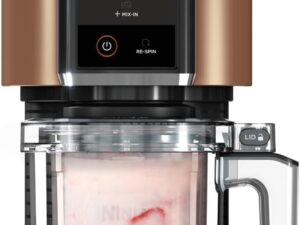 Ninja CREAMi Ice Cream Maker & Frozen Dessert Maker with 3 Containers. 7 Programmes. Makes Ice Cream. Gelato. Sorbet. Smoothie Bowl. Milkshakes and More. Makes 1.4 L Ice Cream. Black & Copper.