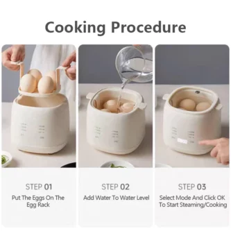 【sg-seller】🔥 Household Mini Egg Cooker - Auto Power-Off, 7 Modes, Breakfast Cooker, 3-Pin Plug