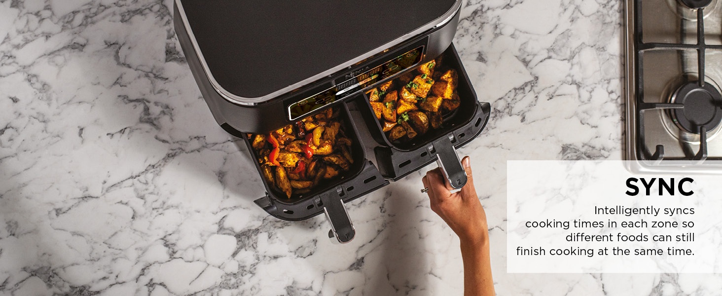 Big Sale-Foodi Dual Zone Digital Air Fryer, 2 Drawers, 7.6L, 4-in-1