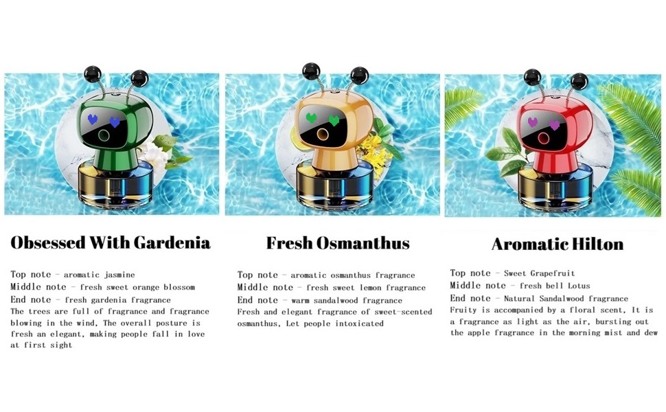 Robot Intelligent Aromatherapy Machine. Smart Cute Robot Car Air Freshener - Fine Spray/Fillable/Four-Gear Adjustment/Vibration Sensing/On-Off/Large Capacity Long-Lasting Fragrance/Red-V2(Hilton)