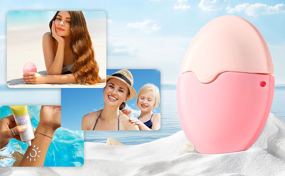 Sunscreen Applicator for Kids with Roller Ball & Soft Sponge - Refillable. Spill-Proof. Travel Size (1.85 oz) - Easy Sunscreen Roll-On for Children. No Mess Baby Sun Lotion Brush