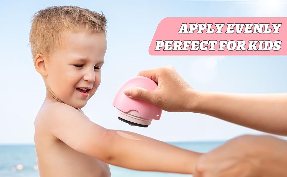 Sunscreen Applicator for Kids with Roller Ball & Soft Sponge - Refillable. Spill-Proof. Travel Size (1.85 oz) - Easy Sunscreen Roll-On for Children. No Mess Baby Sun Lotion Brush