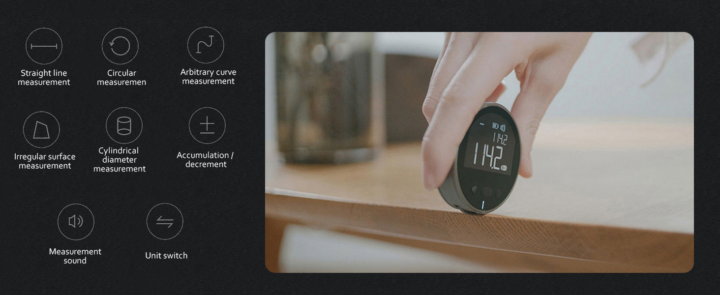 HomeMagician 324 Ft Electronic Digital Tape Measure with LCD Display Digital Ruler Rechargeable Small Smart Rolling Measuring Tool for Flat Curved Diameter Odd Shape Ideal Surprise for You