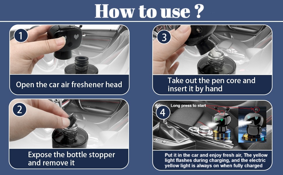 Robot Intelligent Aromatherapy Machine. Smart Cute Robot Car Air Freshener - Fine Spray/Fillable/Four-Gear Adjustment/Vibration Sensing/On-Off/Large Capacity Long-Lasting Fragrance/Red-V2(Hilton)