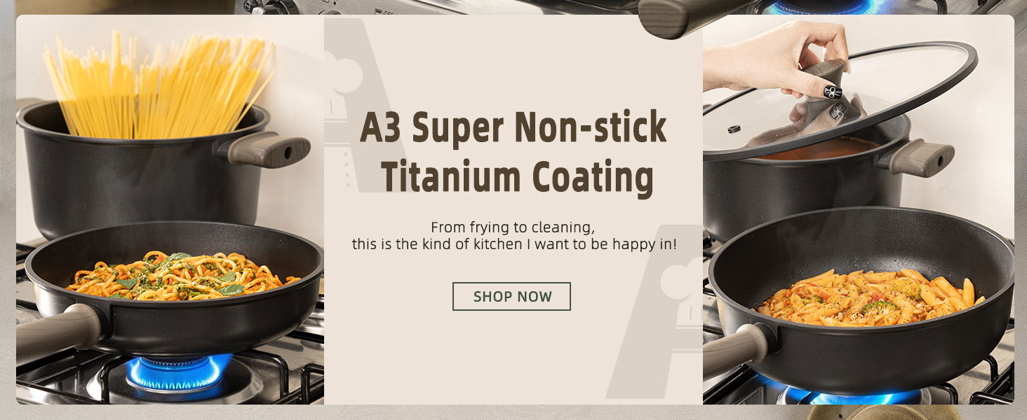 Astercook 19 Pcs Pots and Pans Set Non Stick. Black Titanium Induction Kitchen Cookware Sets. Non toxic Healthy Non Stick Kitchen Cooking Set with Frying Pans Set. PFAS PTFE PFOA PFOS Free