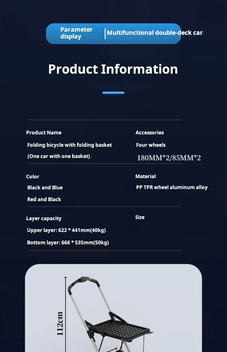 Multi-Purpose Foldable Cart | Supermarket, Pet, and Outdoor Use