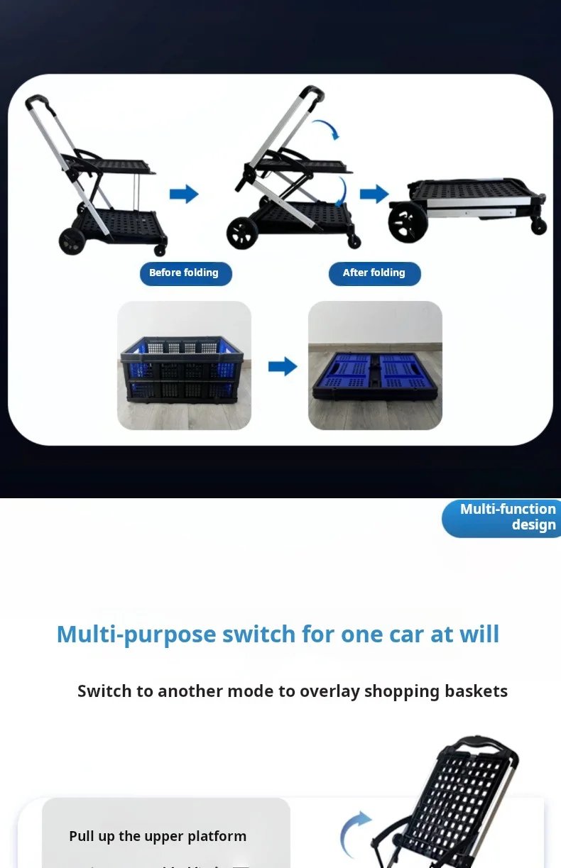 Multi-Purpose Foldable Cart | Supermarket, Pet, and Outdoor Use