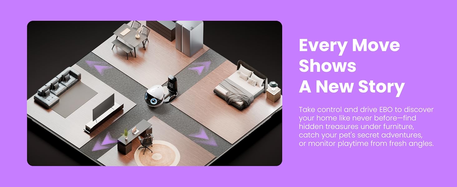 Enabot EBO Air 2 Plus FamilyBot 3K Home Camera Robot: Indoor Camera. Movable Robot Companion. 2-Way Video. AI Chat Mode. Auto-Recharge. Long Battery Life. Custom Facial Image. Night Vision