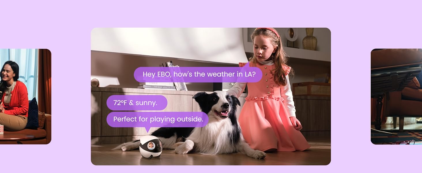 Enabot EBO Air 2 Plus FamilyBot 3K Home Camera Robot: Indoor Camera. Movable Robot Companion. 2-Way Video. AI Chat Mode. Auto-Recharge. Long Battery Life. Custom Facial Image. Night Vision