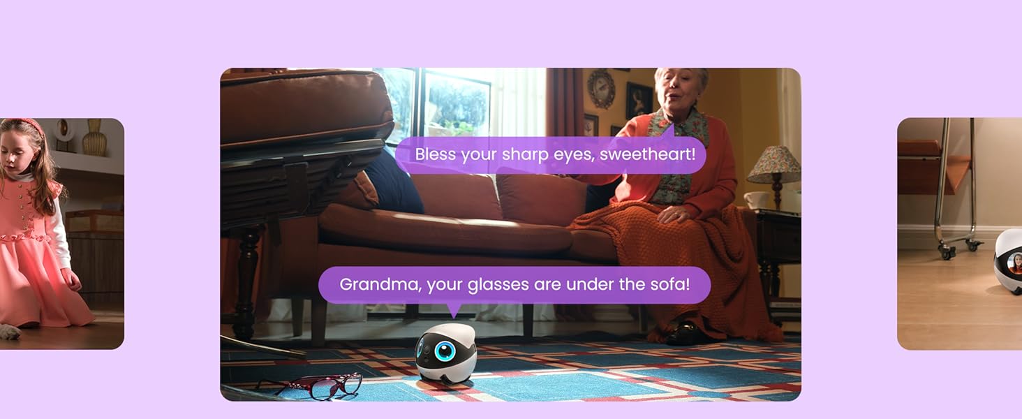 Enabot EBO Air 2 Plus FamilyBot 3K Home Camera Robot: Indoor Camera. Movable Robot Companion. 2-Way Video. AI Chat Mode. Auto-Recharge. Long Battery Life. Custom Facial Image. Night Vision