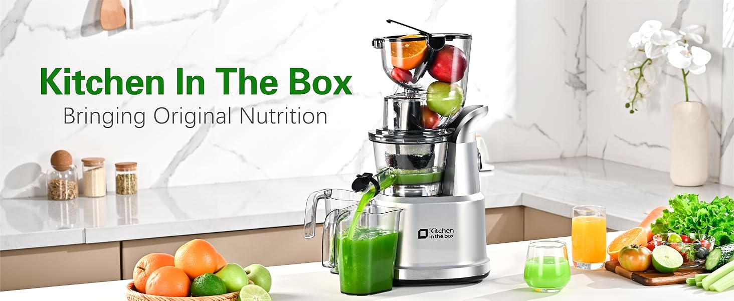 Cold Press Juicer Machines. Kitchen in the Box Slow Masticating Juicers Machine.3.26inch Large Wide Feed Chute Fit Whole Fruits & Vegetables.BPA Free.Easy to Clean (Bright Red)