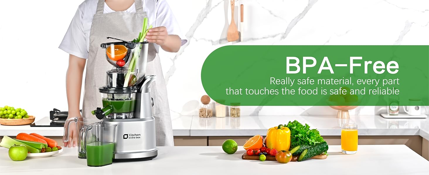 Cold Press Juicer Machines. Kitchen in the Box Slow Masticating Juicers Machine.3.26inch Large Wide Feed Chute Fit Whole Fruits & Vegetables.BPA Free.Easy to Clean (Bright Red)