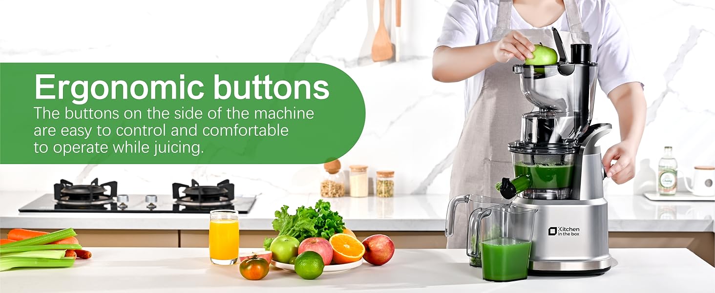 Cold Press Juicer Machines. Kitchen in the Box Slow Masticating Juicers Machine.3.26inch Large Wide Feed Chute Fit Whole Fruits & Vegetables.BPA Free.Easy to Clean (Bright Red)