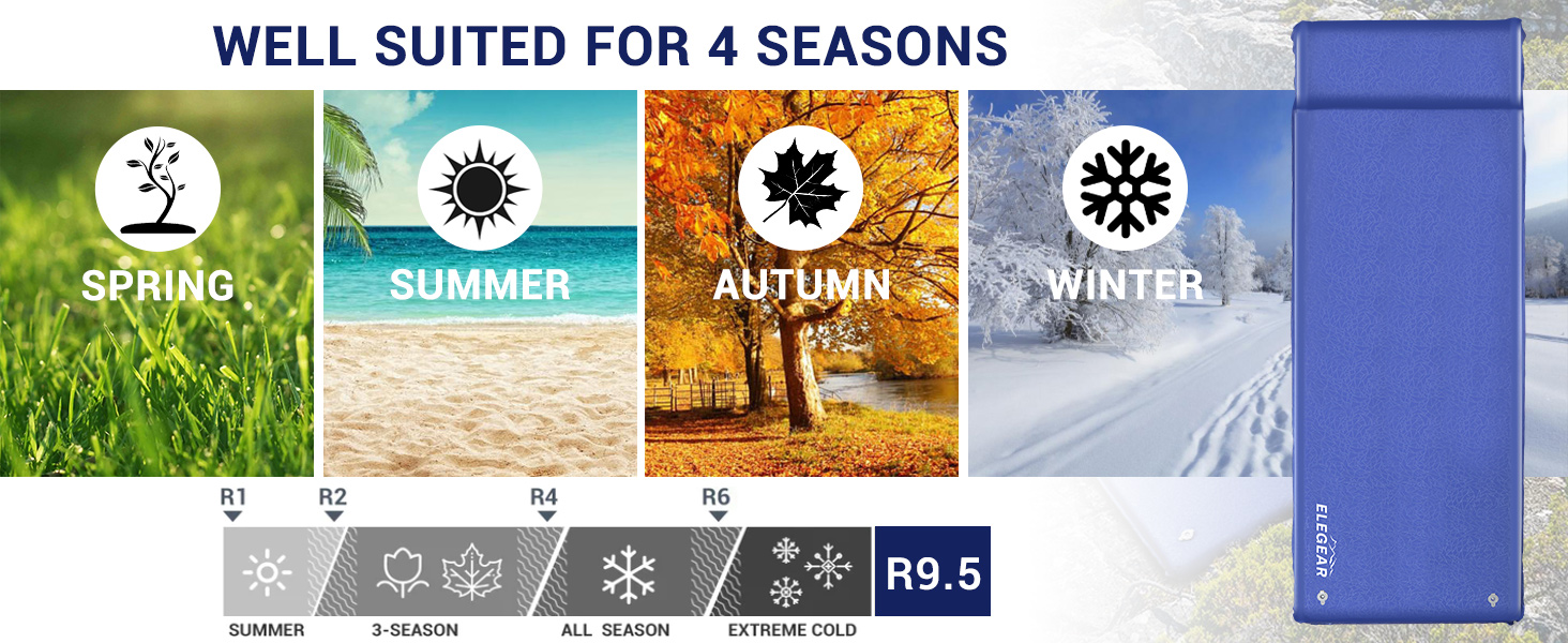 Elegear Self Inflating Sleeping Pad, 3.18'' Ultra-Thick Memory Foam Camping Pad with Pillow, 20s Fast Inflating Camping Mattress Pad, 4-Season Insulated Camp Sleeping Mat for Camping/Travel/Tent/Car