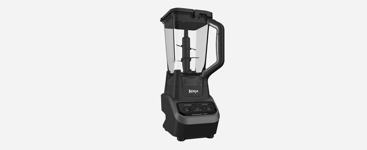 Ninja Professional Blender 1000W. Total Crushing Technology- Smoothies. Ice Crushing & Frozen Fruit. Full-Size Countertop Blender. 72-oz. Pitcher. Black & Grey. BL610