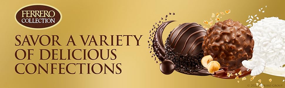 【Limited-Time Offer】Ferrero Assorted Premium Delicious Chocolates, 18.2 oz (48 Pieces) – Including Hazelnut Milk Chocolate, Dark Chocolate and Coconut Flavors