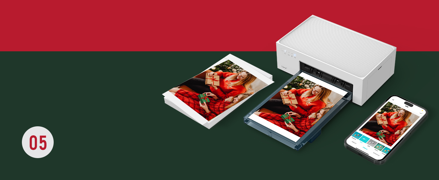 Liene White M200 4x6'' Photo Printer Battery Edition. Wireless Photo Printer for iPhone Android. Dye Sublimation Printing Full-Color Photo 20-Sheet. Portable Picture Printer Ideal for Travel Home Use