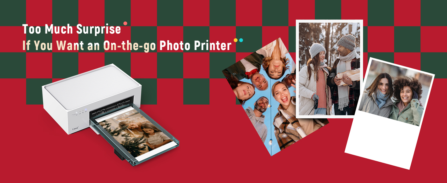 Liene White M200 4x6'' Photo Printer Battery Edition. Wireless Photo Printer for iPhone Android. Dye Sublimation Printing Full-Color Photo 20-Sheet. Portable Picture Printer Ideal for Travel Home Use