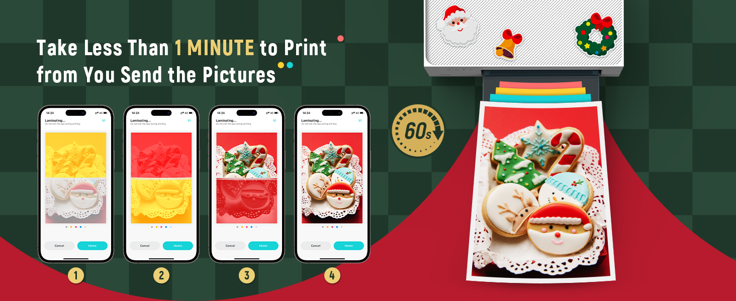 Liene White M200 4x6'' Photo Printer Battery Edition. Wireless Photo Printer for iPhone Android. Dye Sublimation Printing Full-Color Photo 20-Sheet. Portable Picture Printer Ideal for Travel Home Use