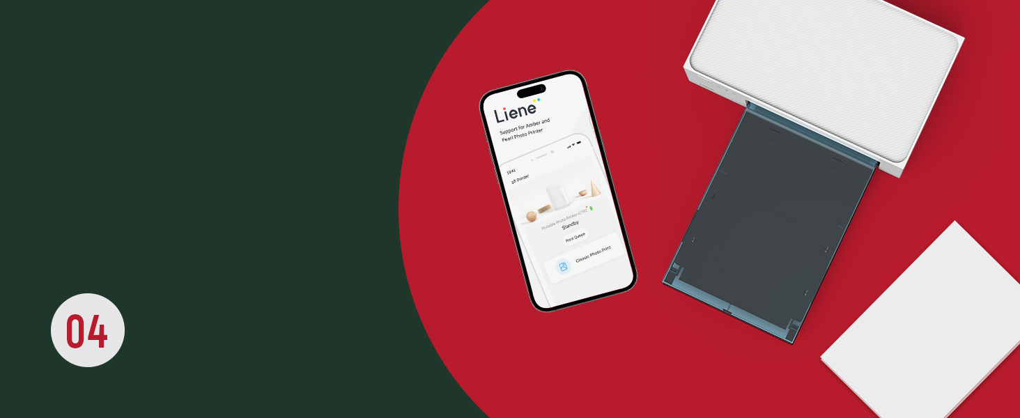 Liene White M200 4x6'' Photo Printer Battery Edition. Wireless Photo Printer for iPhone Android. Dye Sublimation Printing Full-Color Photo 20-Sheet. Portable Picture Printer Ideal for Travel Home Use