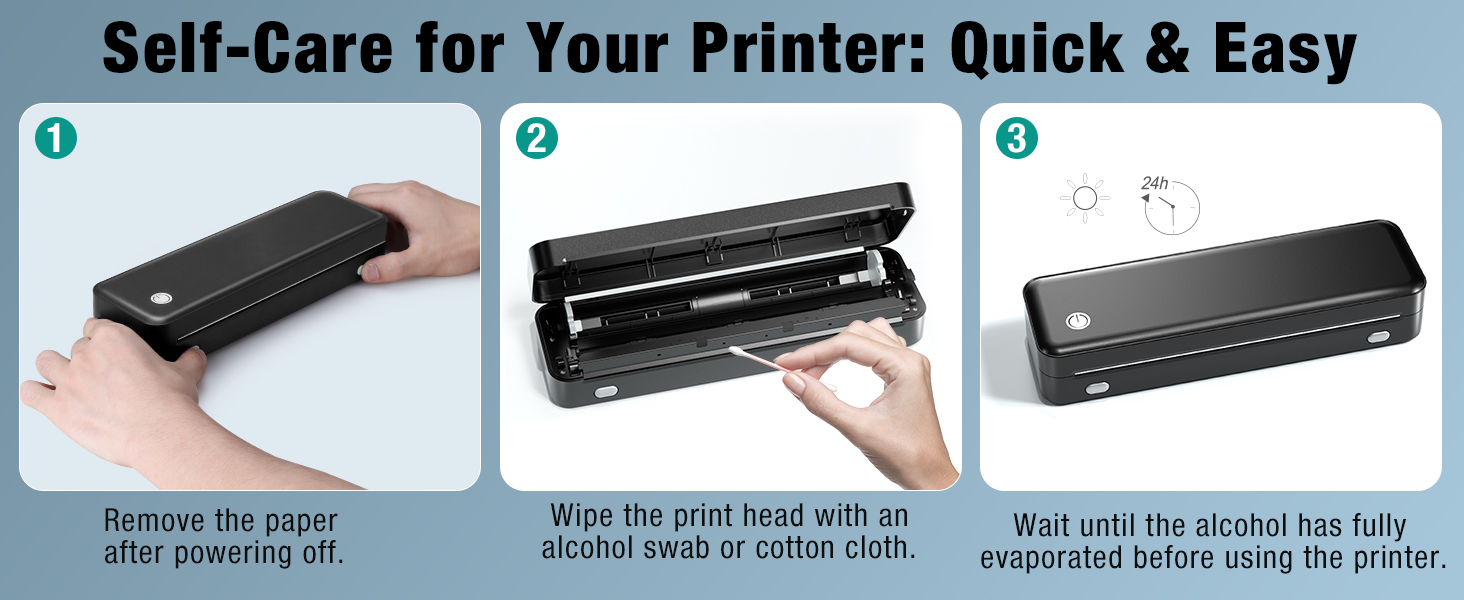 Portable Printer Wireless for Travel. Inkless Thermal Printer Supports 8.5 x 11 Inch Thermal Paper. Bluetooth Compatible with iOS. Android. Laptop Includes 2 Rolls & 10 Sheets of Paper Kit