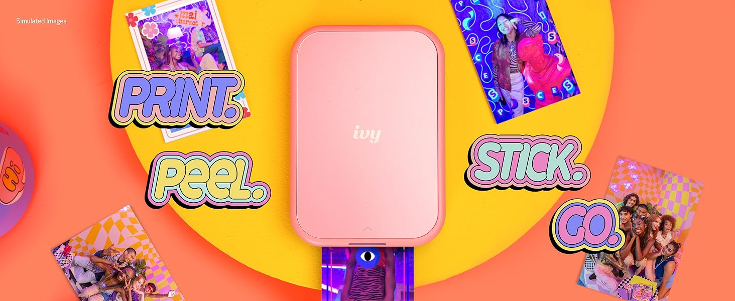 Canon Ivy 2 Mini Photo Printer. Print from Compatible iOS & Android Devices. Sticky-Back Prints. Blush Pink