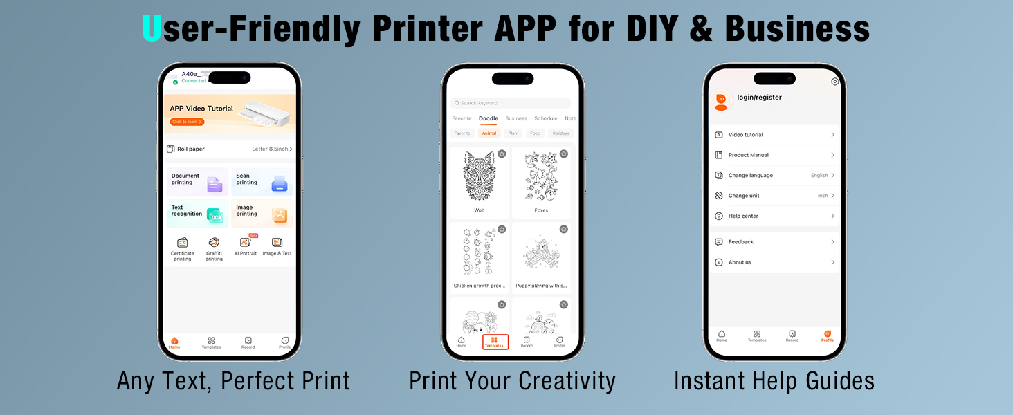 Portable Printer Wireless for Travel. Inkless Thermal Printer Supports 8.5 x 11 Inch Thermal Paper. Bluetooth Compatible with iOS. Android. Laptop Includes 2 Rolls & 10 Sheets of Paper Kit