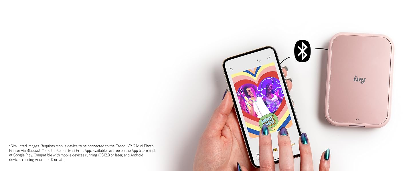 Canon Ivy 2 Mini Photo Printer. Print from Compatible iOS & Android Devices. Sticky-Back Prints. Blush Pink