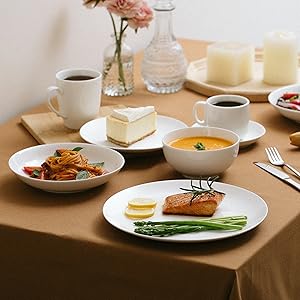 BTaT- White Dinner Plates. 10.5 inch. Set of 12. Restaurant Dishes. White Porcelain Dinner Plates. Christmas Gifts