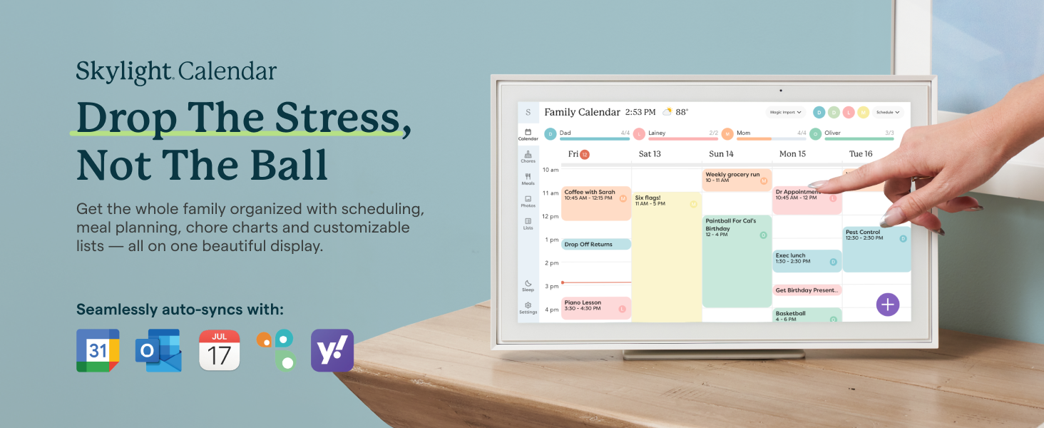 Skylight Calendar: 15-inch Wall Planner Digital Calendar & Chore Chart. Smart Touchscreen Interactive Display for Family Schedules – Wall Mount Included. Great for Organizing Your 2026 Calendar