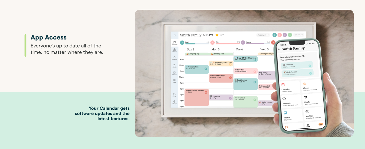 Skylight Calendar: 15-inch Wall Planner Digital Calendar & Chore Chart. Smart Touchscreen Interactive Display for Family Schedules – Wall Mount Included. Great for Organizing Your 2026 Calendar