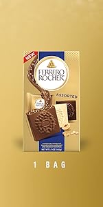 Ferrero Rocher Premium Hazelnut Milk chocolate squares. Valentine's Day Chocolate Gifts. 10 Pieces. 3.7 oz