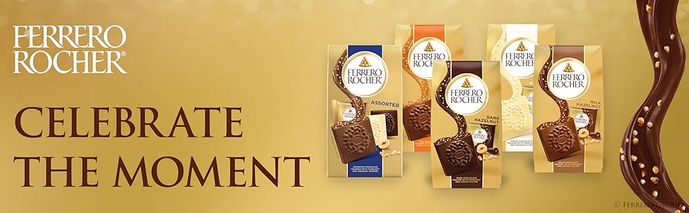 Ferrero Rocher Premium Hazelnut Milk chocolate squares. Valentine's Day Chocolate Gifts. 10 Pieces. 3.7 oz