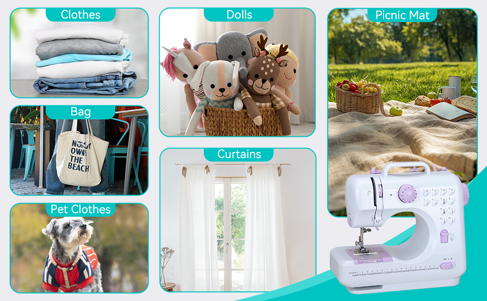 Mini Sewing Machine for Beginners. Portable Electric Sewing Machine with Dual Speed. 12 Built-in Stitches. Foot Pedal. and Accessories Kit for Home DIY Projects & Gift