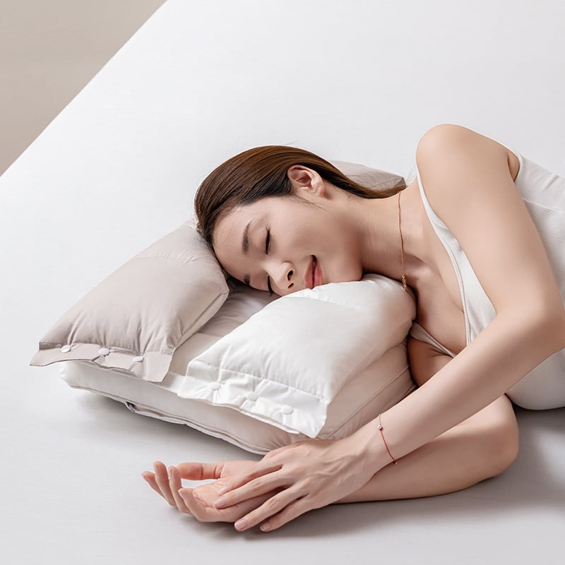 Flixsleeps Cotton Neck Pillow Sleeping Pillow Double-layer Removable Pillow Core