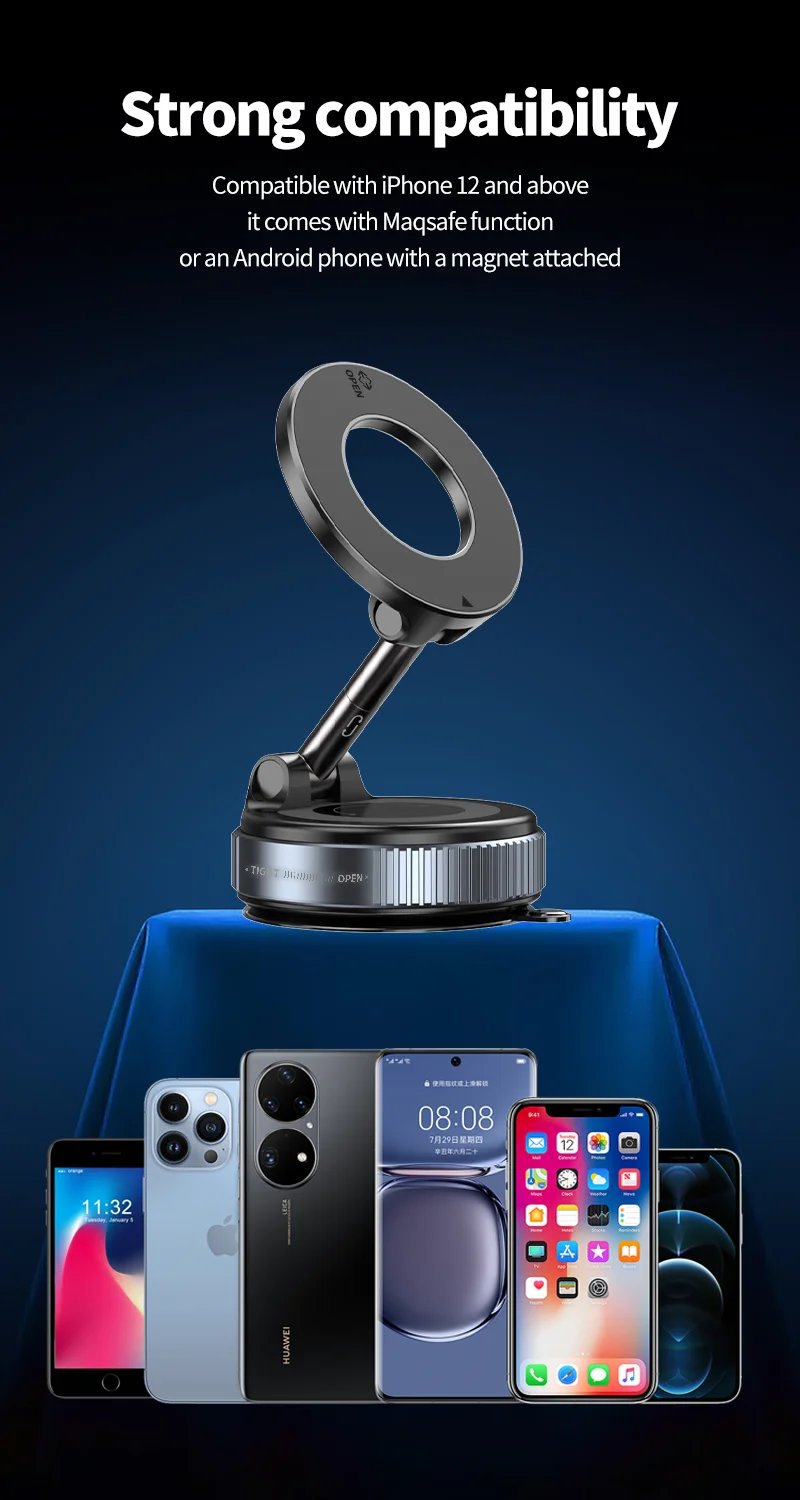 2025 Newest 360° Adjustable Vacuum Magnetic Suction Cup Phone Holder Mount