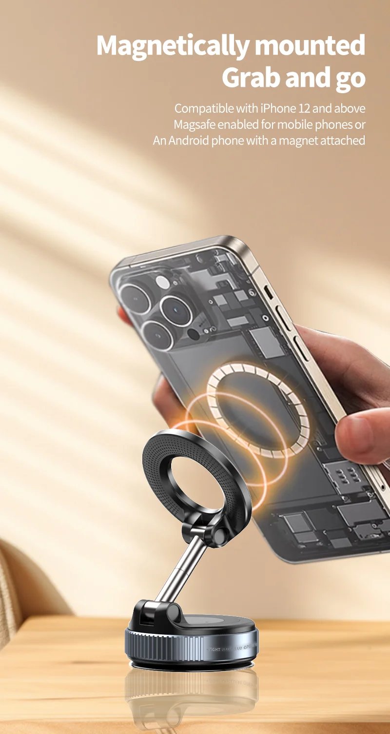 2025 Newest 360° Adjustable Vacuum Magnetic Suction Cup Phone Holder Mount