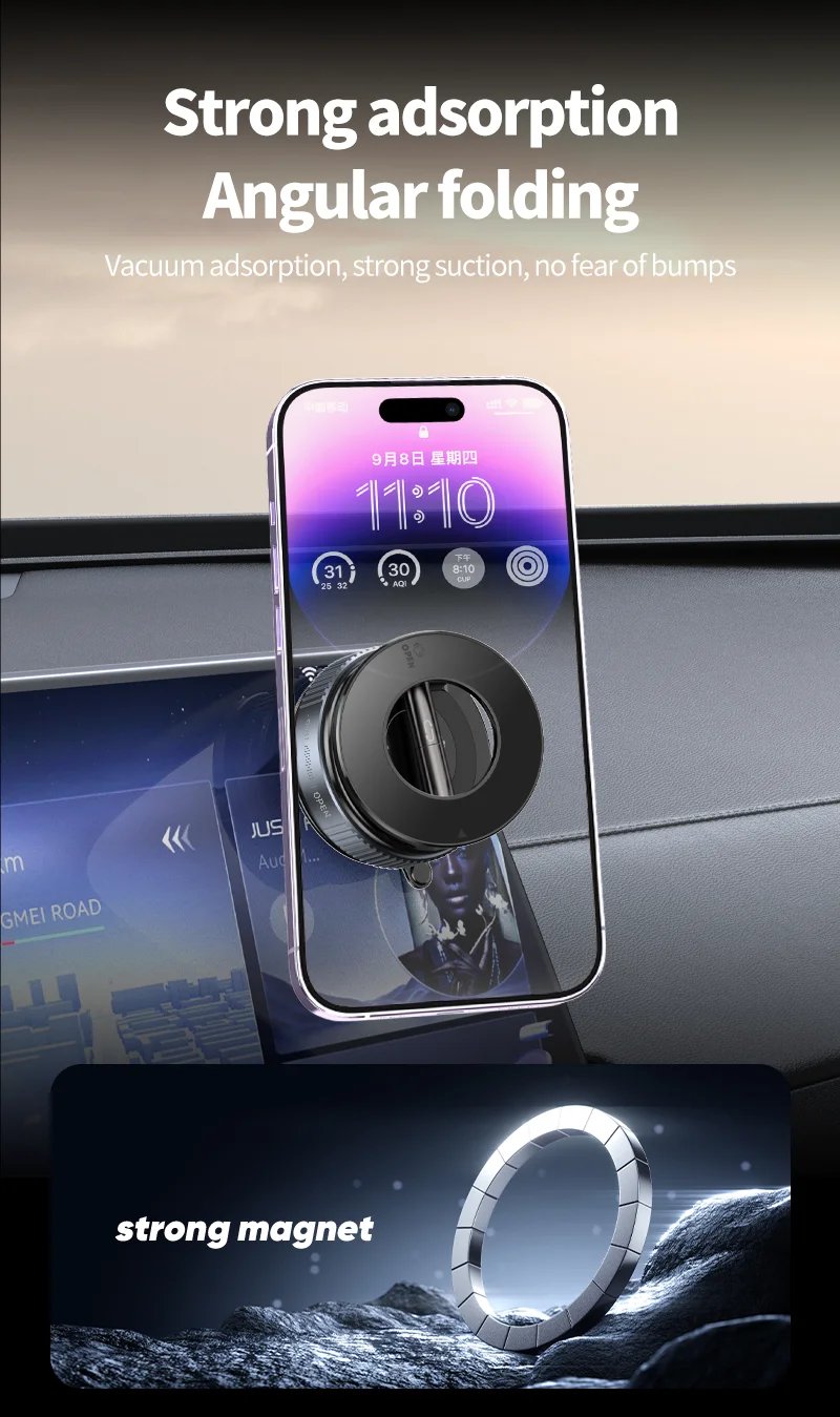 2025 Newest 360° Adjustable Vacuum Magnetic Suction Cup Phone Holder Mount