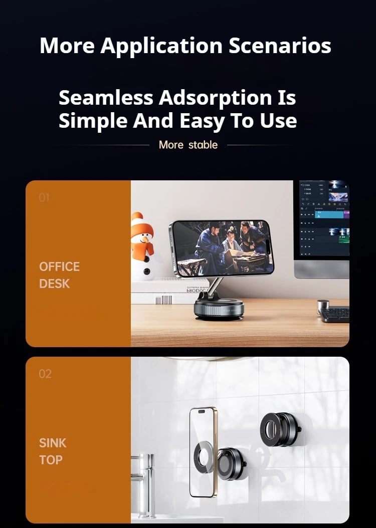 2025 Newest 360° Adjustable Vacuum Magnetic Suction Cup Phone Holder Mount